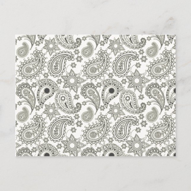 Postal Black Paisley on White (Anverso)