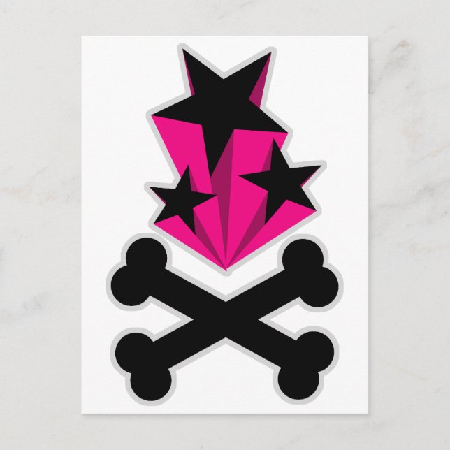 Postal Black Pink Stars Crossbone (Anverso)