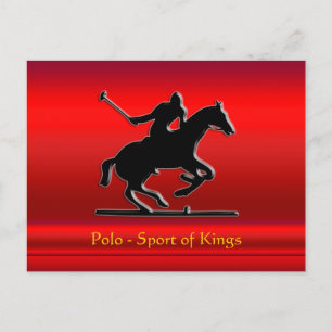 Postal Black Polo Pony y Rider en rojo cromo