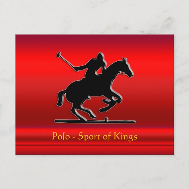 Postal Black Polo Pony y Rider en rojo cromo (Anverso)