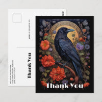Black Raven con flores Diseño gótico gracias