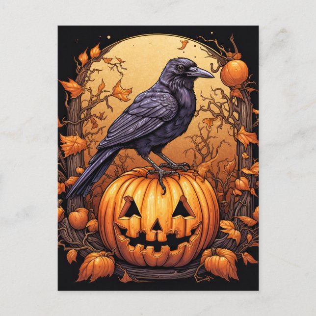 Postal Black Raven Happy Halloween (Anverso)