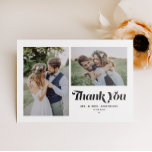 Postal Black Retro Dos Photo Boda Gracias<br><div class="desc">Expresar su gratitud con estilo con nuestro boda de fotos de personalizable gracias postal, con caligrafía retro y un encantador collage de dos fotos. Perfecto para conmemorar su día especial, esta tarjeta le permite mostrar sus momentos favoritos mientras transmite su más sincero agradecimiento a sus seres queridos. Personaliza este boda...</div>