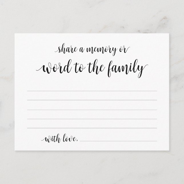 Postal Black Script, Funeral Service, Share a Memory Card (Anverso)