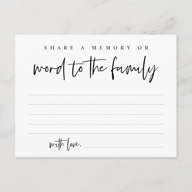 Postal Black Script, Funeral Service, Share a Memory Card (Anverso)