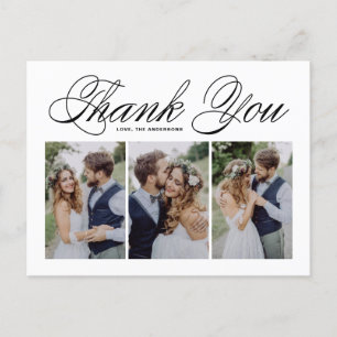 Postal Black Script Tres Collages de fotos Boda Gracias