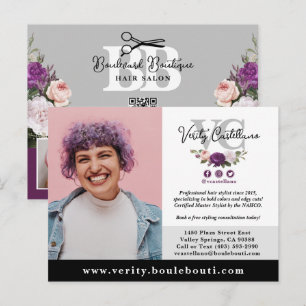Postal Black Silver Floral Salon Stylist Photo Marketing
