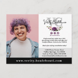 Postal Black Silver Floral Salon Stylist Photo Marketing