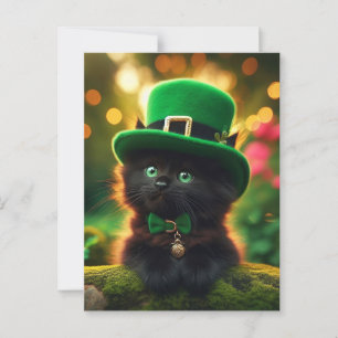 Postal Black St. Patrick's Day Kitten