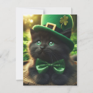 Postal Black St. Patrick's Day Kitten