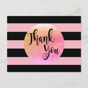 Postal Black Stried Gracias boda Rosa