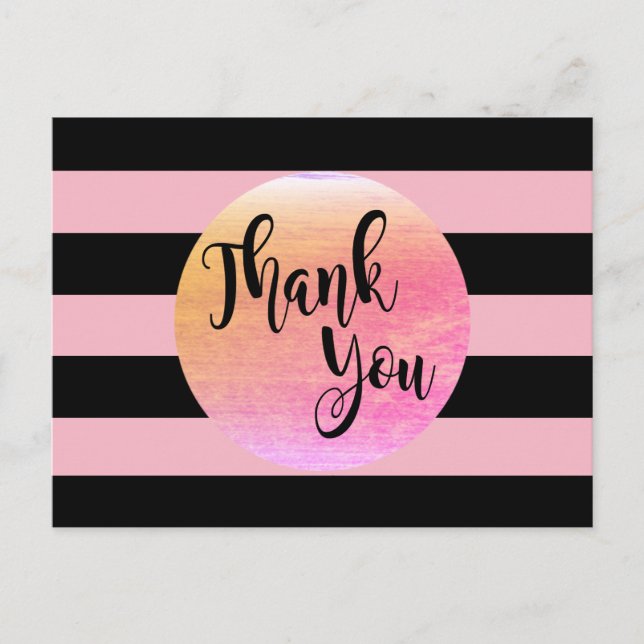 Postal Black Stried Gracias boda Rosa (Anverso)