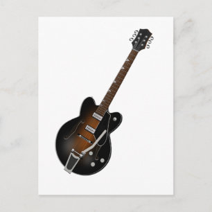 Postal Black Sunburst Hollow Body Guitar