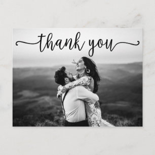 Postal Black Swash Script Foto Agradecimiento de Boda