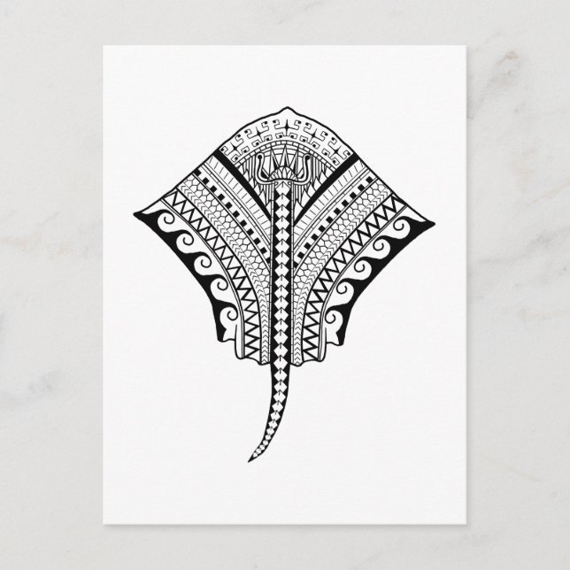 Postal Black Tribal Stingray Manta Ray (Anverso)