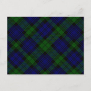 Postal Black Watch Tartan Blue Green Plage