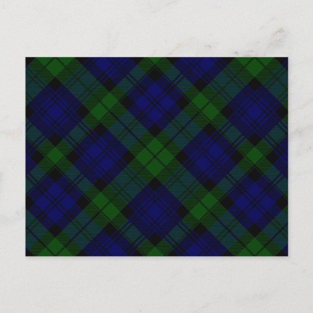 Postal Black Watch Tartan Blue Green Plage (Anverso)
