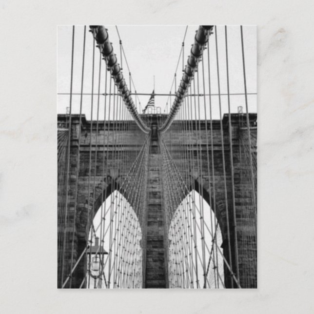 Postal Black White Brooklyn Bridge Nueva York (Anverso)