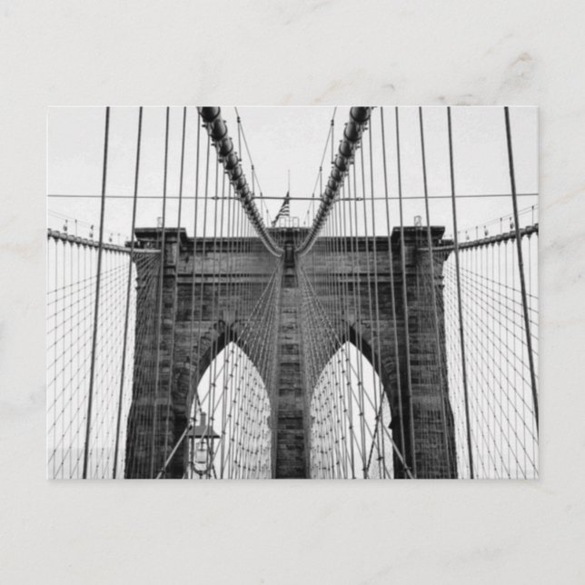 Postal Black White Brooklyn Bridge Nueva York (Anverso)
