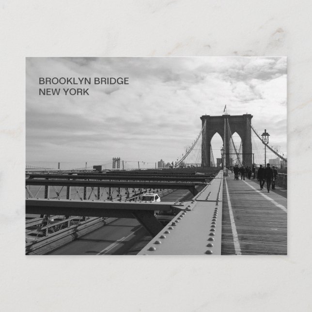 Postal Black White Brooklyn Bridge - NY New York nr 1 (Anverso)