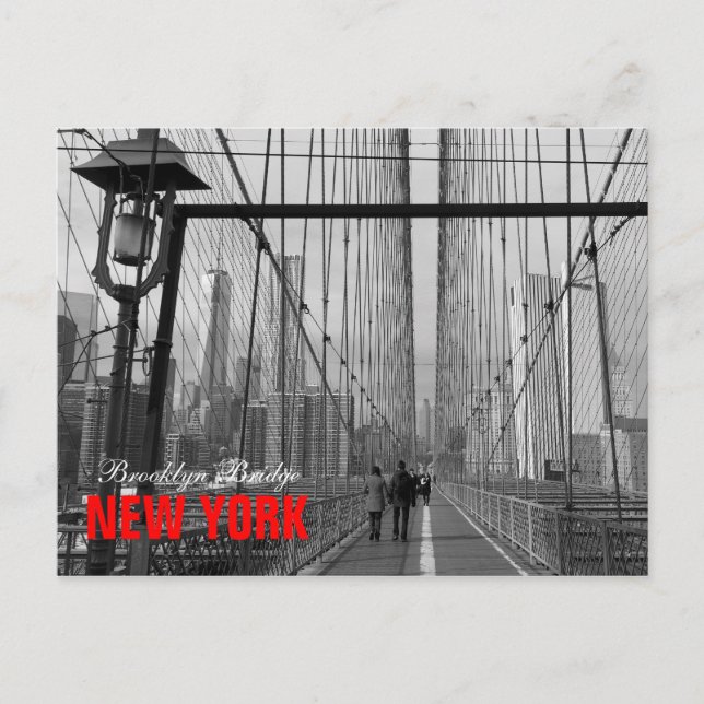Postal Black White Brooklyn Bridge - NY New York nr 2 (Anverso)