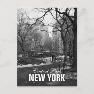 Postal Black White Central Park Nueva York