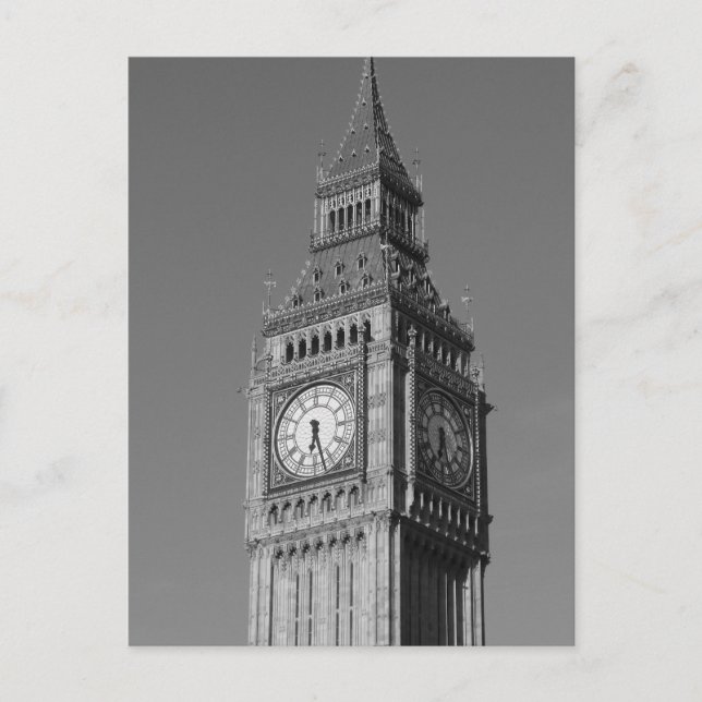Postal Black White Close Big Ben Clock Tower Londres (Anverso)