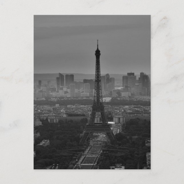 Postal Black White Eiffel Tower Paris Europe Travel (Anverso)