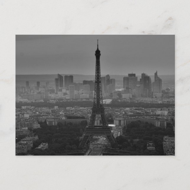 Postal Black White Eiffel Tower Paris Europe Travel (Anverso)