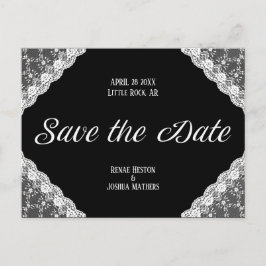 Postal Black & White Lace Save the Date