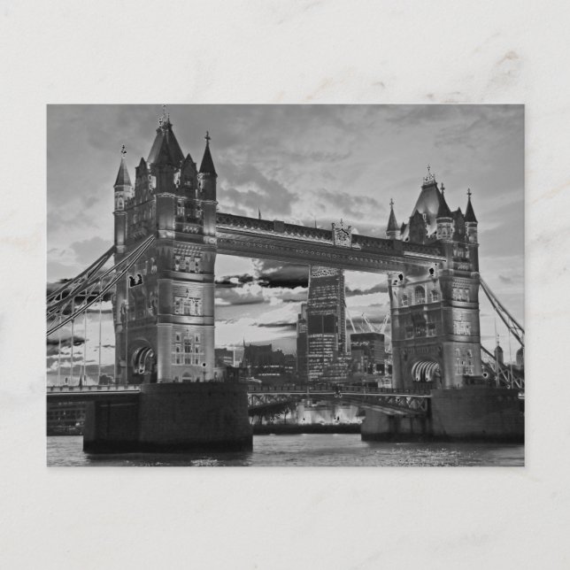 Postal Black White London Tower Bridge British Travel (Anverso)
