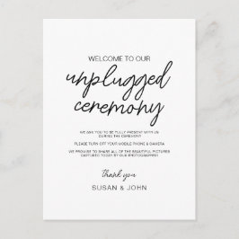 Postal Black & White Modern Unplugged Wedding Sign 