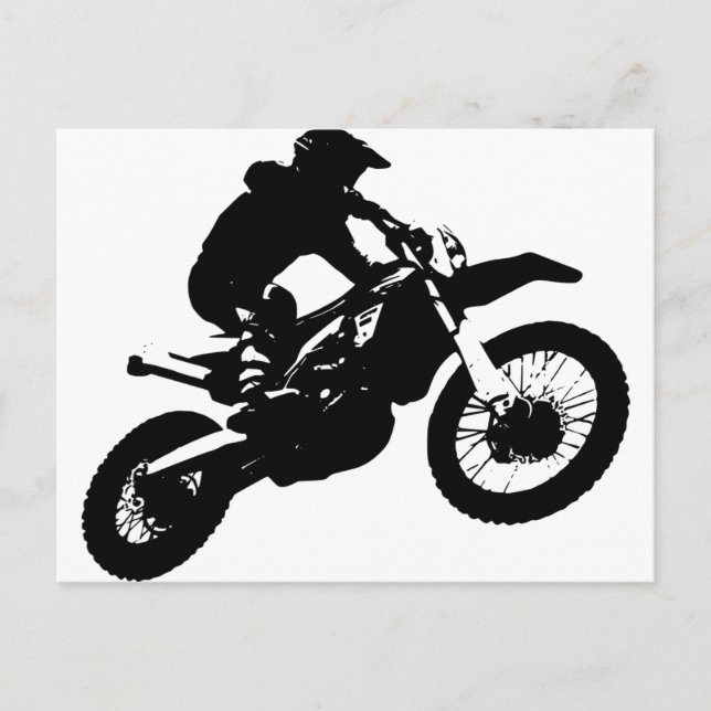 Postal Black White Pop Art Motocross Motoryle Sport (Anverso)