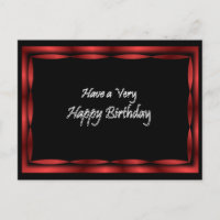 Black with Red Ribbon Happy Birday - personalizar