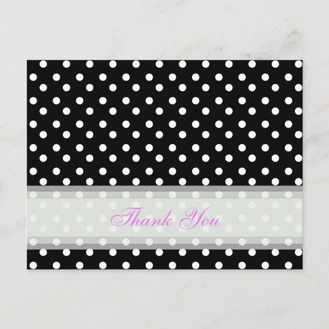 Postal Black With White Polka Dot Gracias Cartas (Anverso)