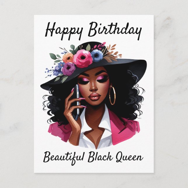 Postal Black woman birthday card (Anverso)