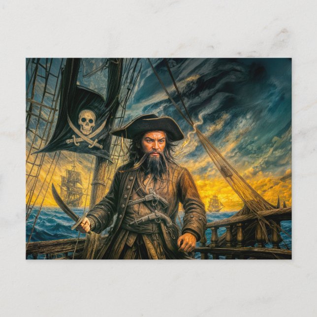 Postal Blackbeard Pirate Storm Portrait (Anverso)