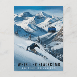 Postal Blackcomb silbante: Esquiando los picos