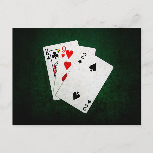 Postal Blackjack 21 punto - Rey, Nueve, Dos (Anverso)