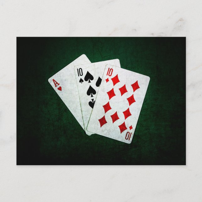 Postal Blackjack 21 puntos - As, Diez, Diez (Anverso)