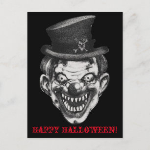 Postal BlackLines Horror Happy Teeth Clown Postcard