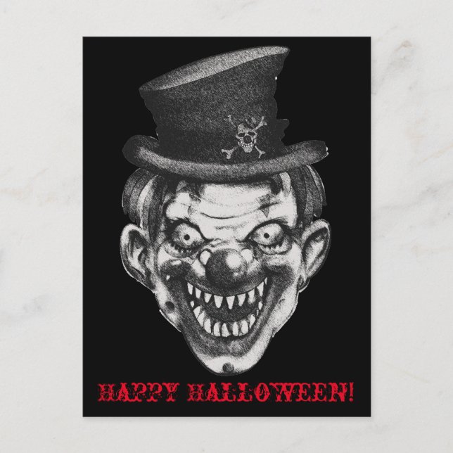 Postal BlackLines Horror Happy Teeth Clown Postcard (Anverso)