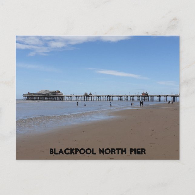 Postal Blackpool Beach & North Pier (Anverso)