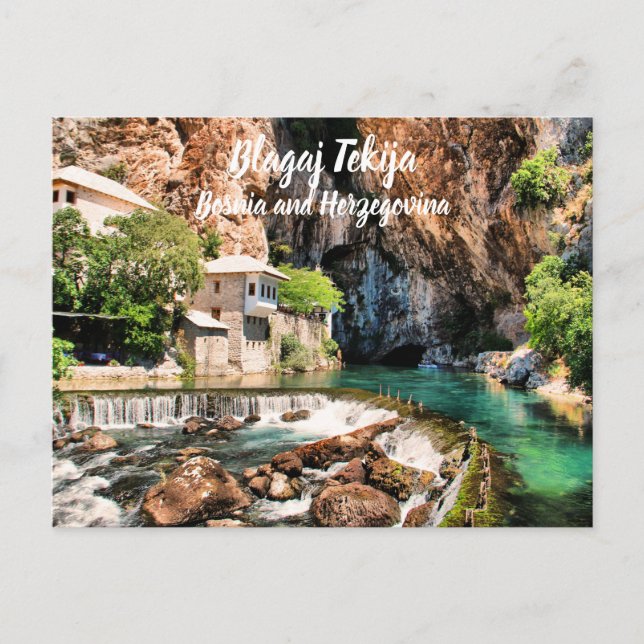Postal Blagaj Tekija Dervish Bosnia Herzegovina estilizad (Anverso)