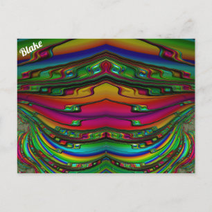 Postal BLAKE ~ 3D Modelo de diseño fractal ~ Multicolor