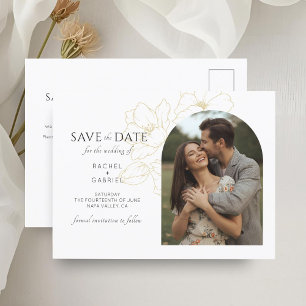 Postal Blanca   Boda Floral Boho Arch Gold