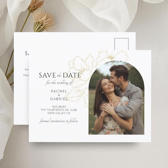 Postal Blanca | Boda Floral Boho Arch Gold (Subido por el creador)