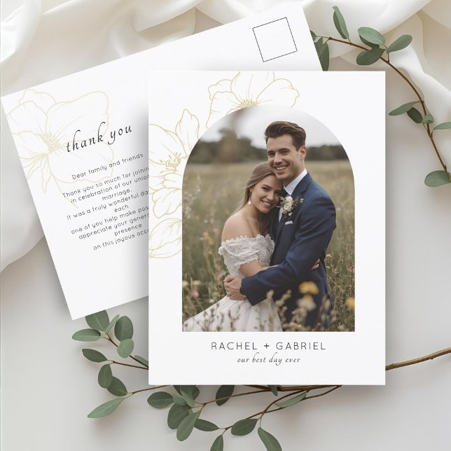 Postal Blanca | Boho Gracias A Gold Floral Boda (Subido por el creador)