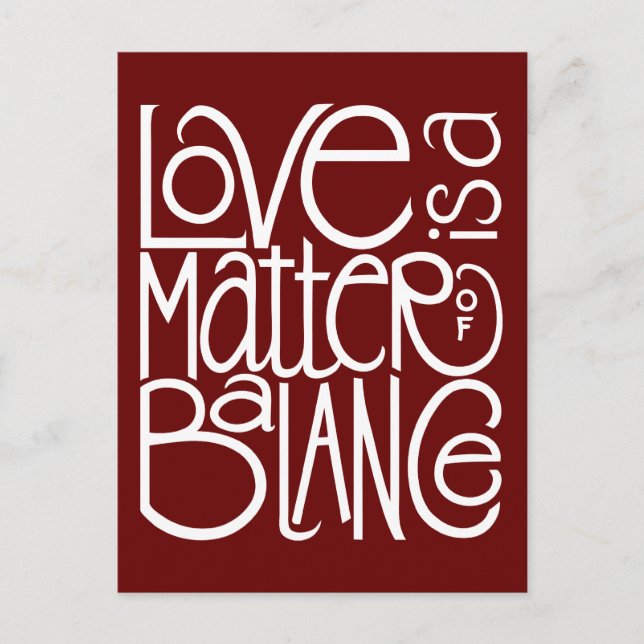 Postal blanca de Love Balance (Anverso)