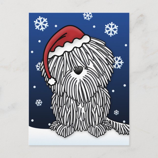Postal blanca del navidad de Kawaii Puli (Anverso)